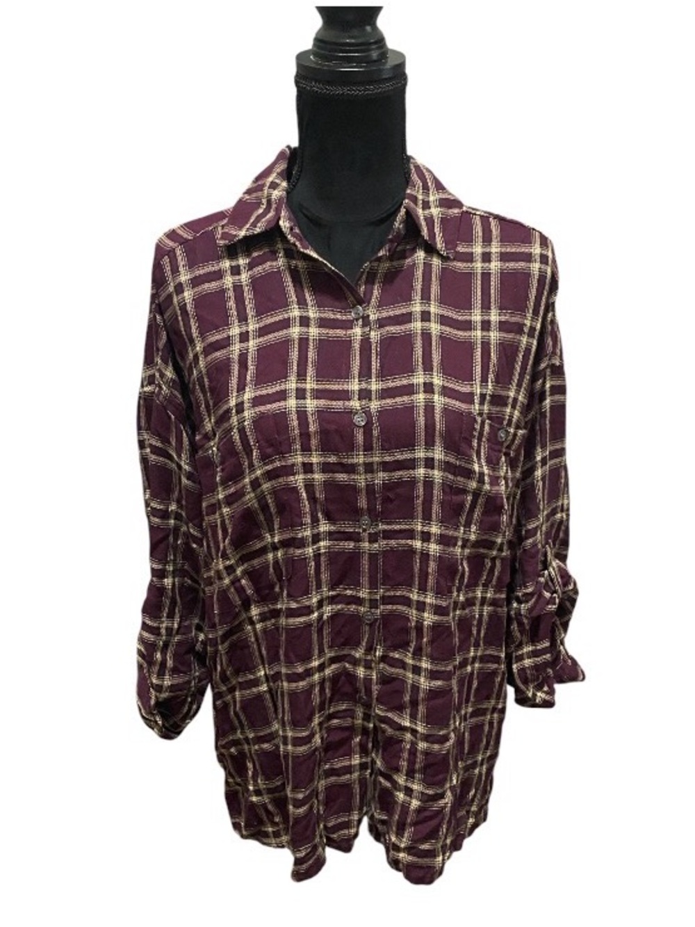 Max Studio Plaid Button-Up Shirt